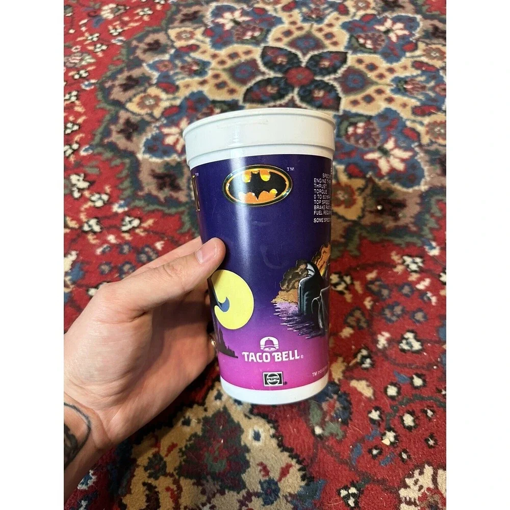 Vintage Batman Movie Taco Bell Plastic Purple Collector Cup Pepsi 1989